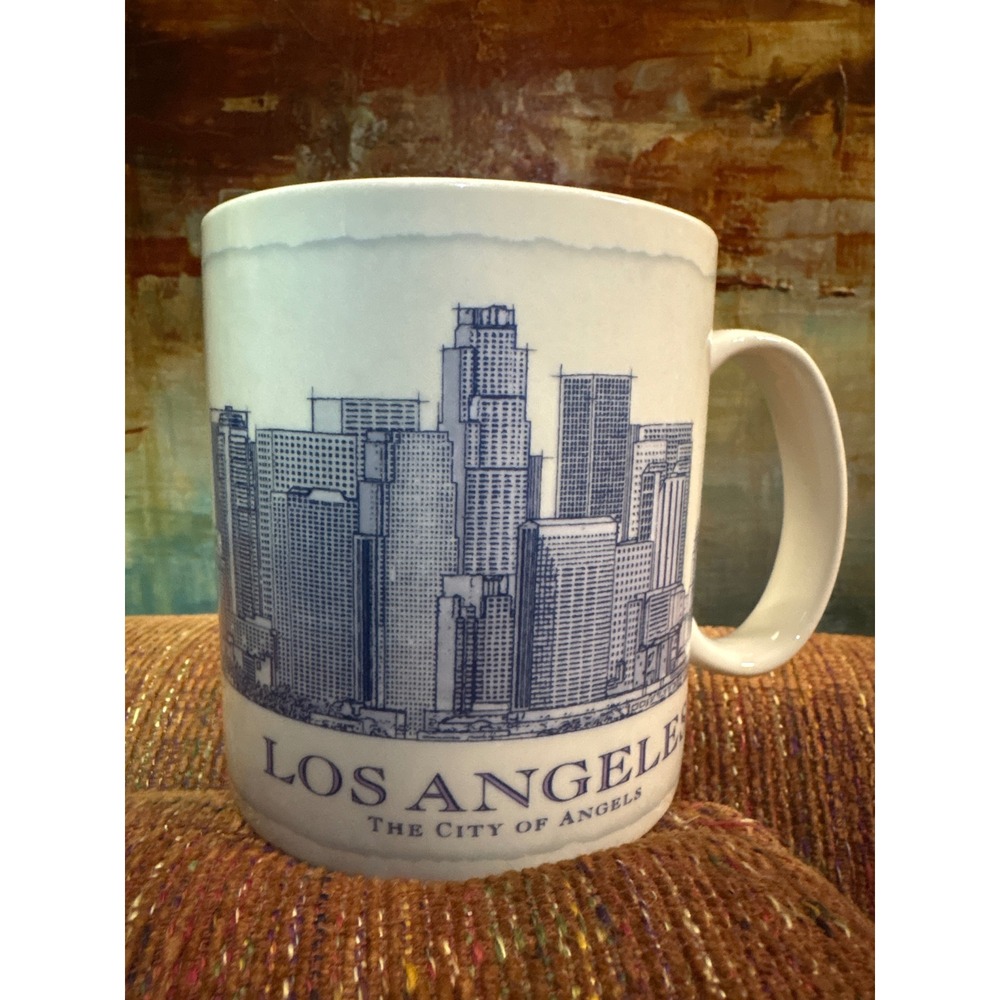Starbucks City Series Los Angeles Coffee Mug Blue Skyline Sketch Ceramic 18oz